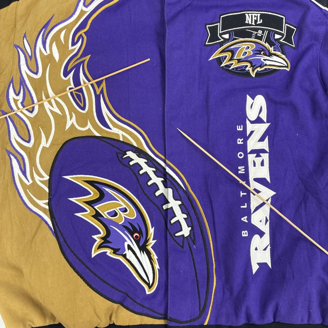 Baltimore Ravens Varsity Racing Bomber Jacket Size Large NFL