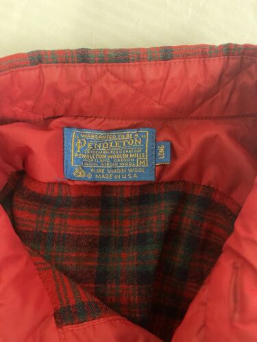 Vintage Pendleton Lodge Wool Field Button Up Shirt Medium Red Plaid