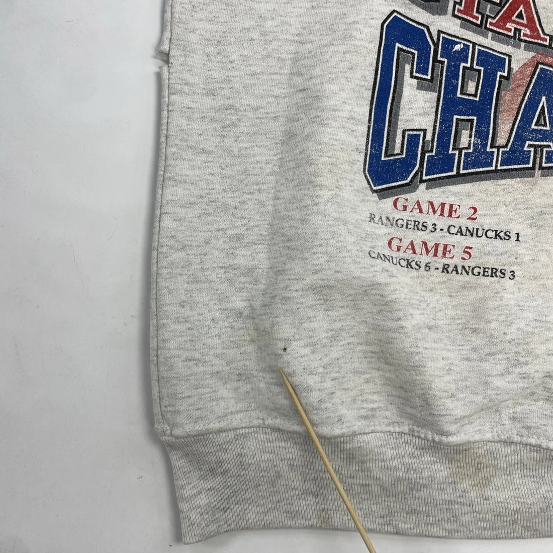 Vintage New York Rangers Stanley Cup Champs Sweatshirt XL Paint Splatter 90s NHL