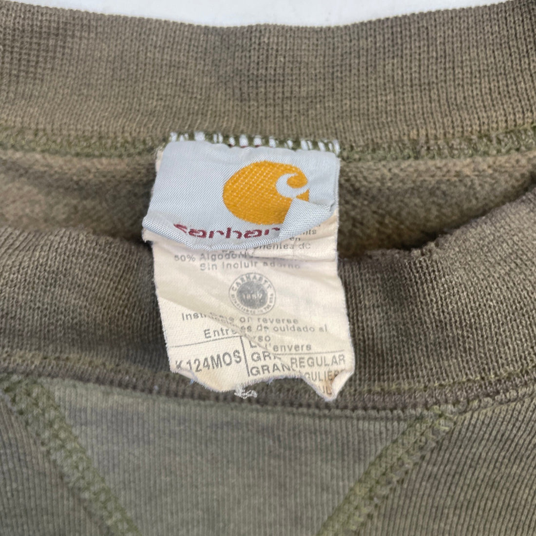 Vintage Carhartt Crewneck Sweatshirt Size Large Green Spell Out