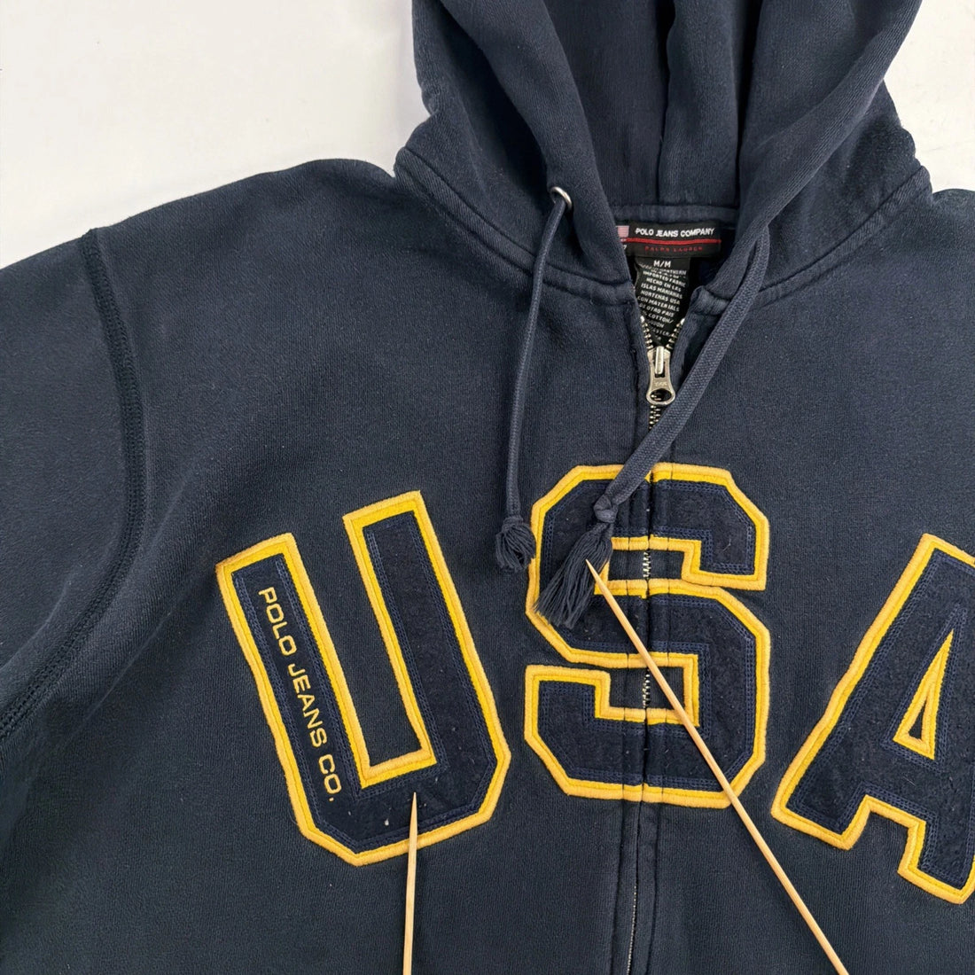 Vintage Polo Jeans USA Full Zip Sweatshirt Hoodie Size Medium