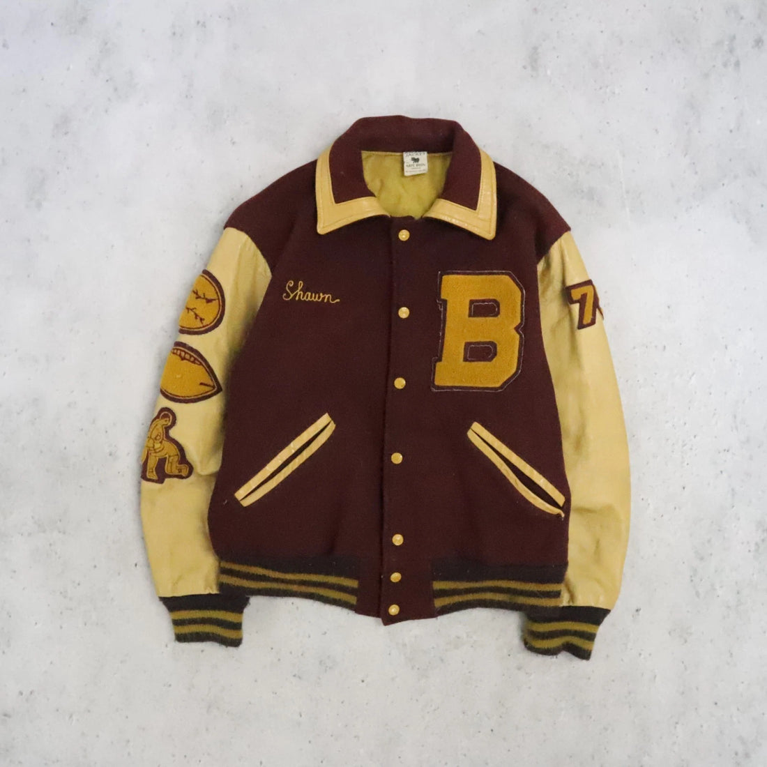 Vintage Bombers Leather Wool Varsity Letterman Jacket Size Large 70s