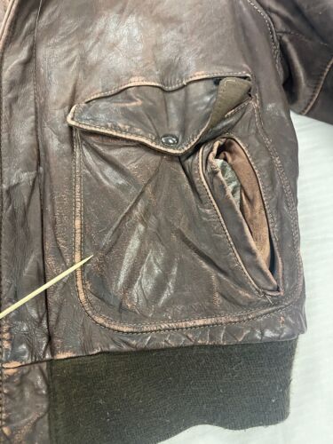 Vintage Schott Leather Bomber Jacket Size 40 Brown Made in USA