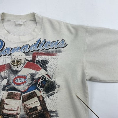 Vintage Montreal Canadiens Bulletin Sweatshirt Size Large All Over Print 90s NHL