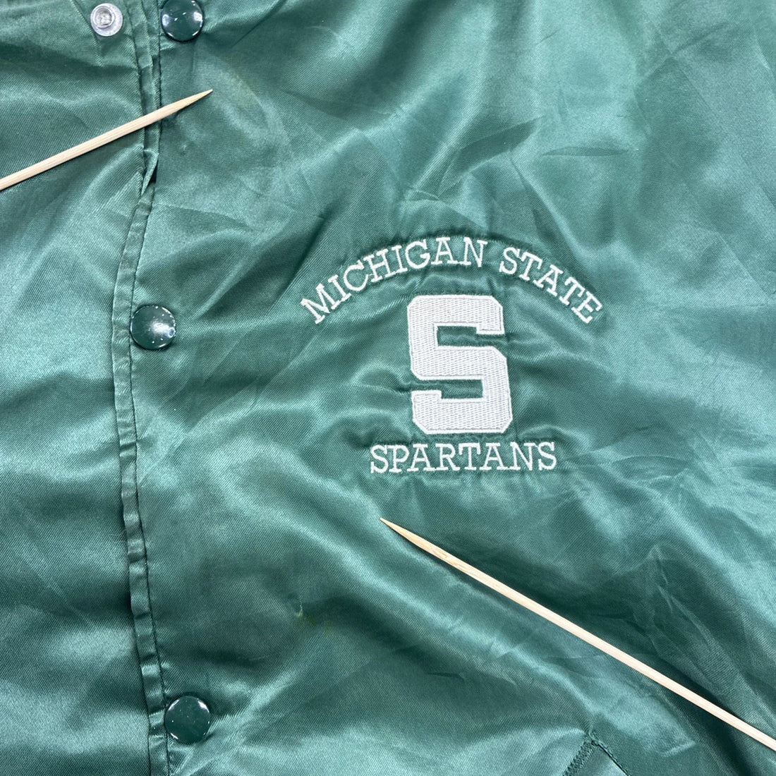 Vintage Michigan State Spartans Holloway Satin Bomber Jacket Size Medium NCAA