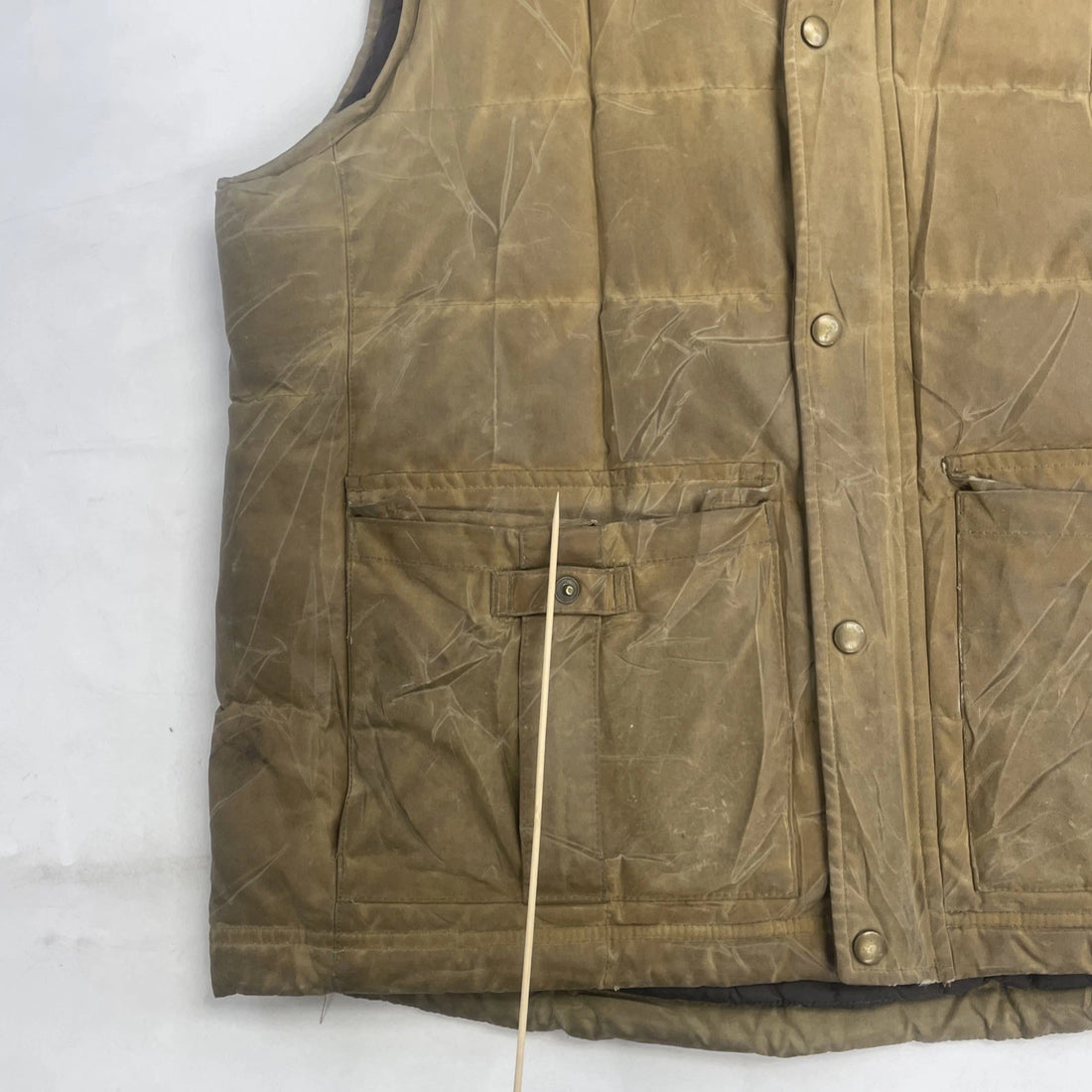 L.L. Bean Waxed Quilted Puffer Vest Jacket Size Large Brown Insulated
