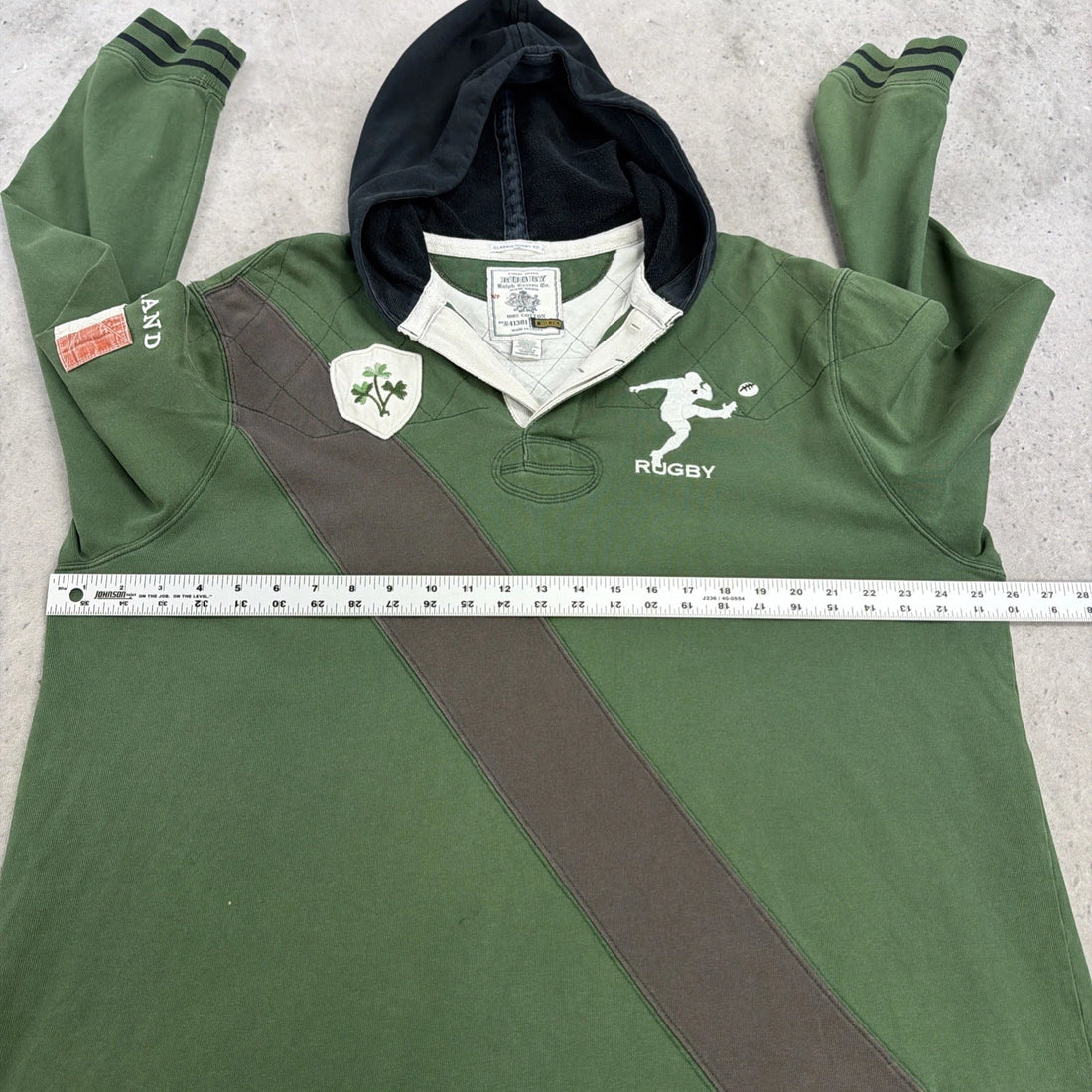 Vintage Ireland Rugby Ralph Lauren Hooded Shirt Size 2XL