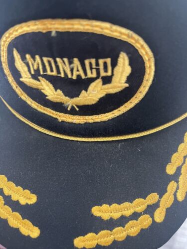 Vintage Monaco Snapback Mesh Trucker Hat Cap OSFA Black 90s