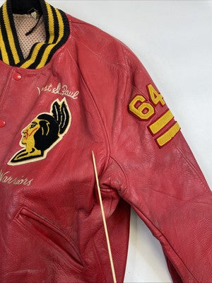 Vintage West St Paul Warriors Football Butwin Leather Varsity Jacket 46 1964 60s