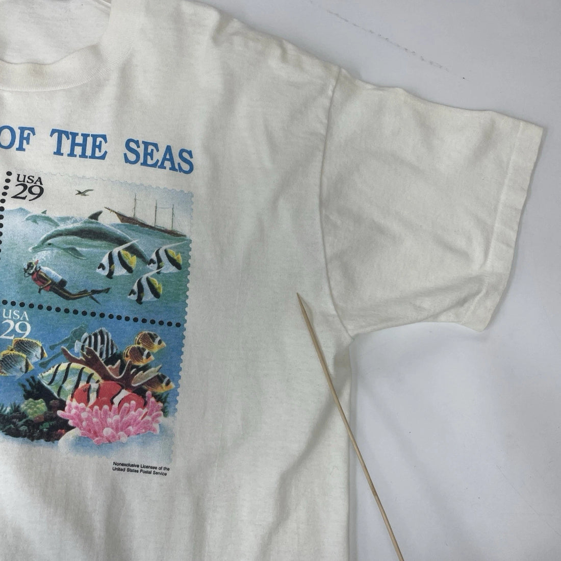 Vintage Wonders Of The Sea Stamp T-Shirt Size XL 1994 90s