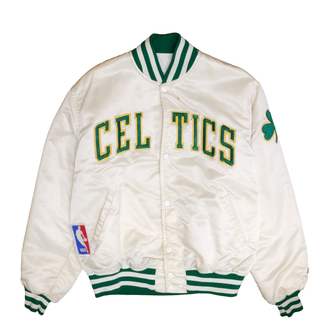 Vintage Boston Celtics Starter Satin Bomber Jacket Size Large NBA