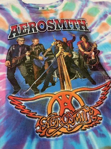 Vintage Aerosmith Just Push Play Tour Tie Dye T-Shirt Size XL Band Tee 2001 Y2K