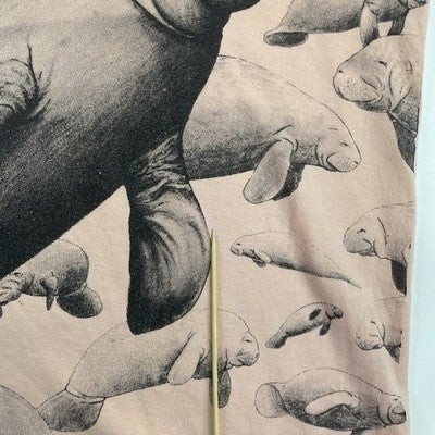 Vintage Manatee T-Shirt Size XL All Over Print Nature 90s