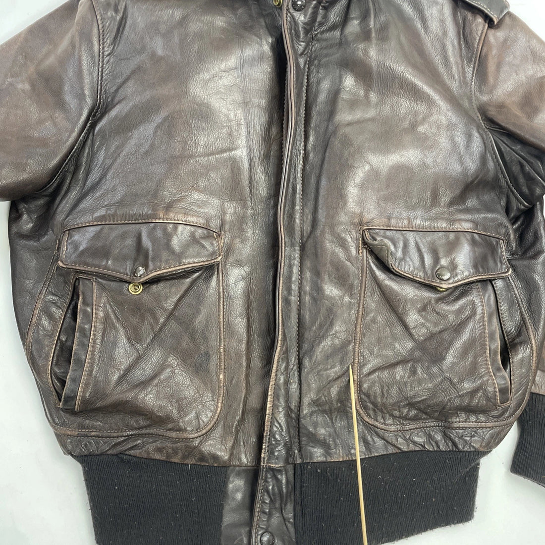 Vintage Schott NYC Leather Bomber Jacket Size 44 Brown