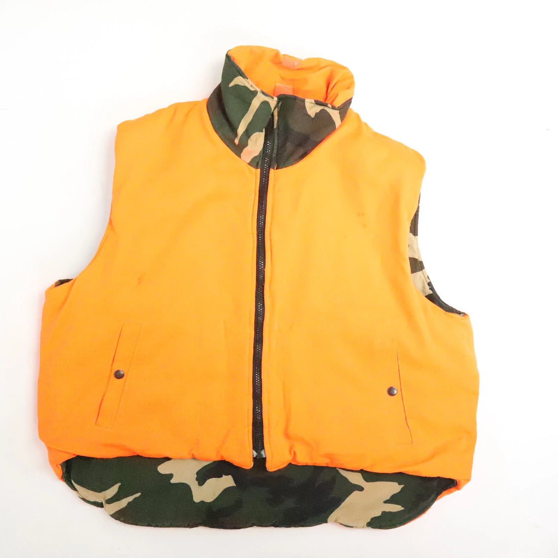 Vintage Woodland Camo Vest Jacket Size Large Reversible