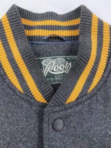 Vintage Roots Crest Wool Varsity Bomber Wool Jacket Size Large Gray