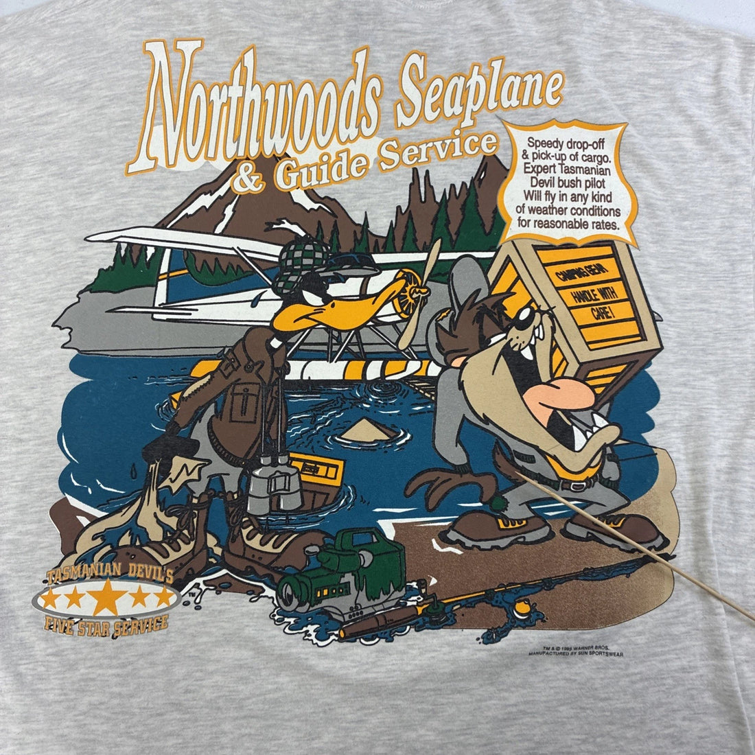 Vintage Taz Daffy Duck Pocket T-Shirt Size Large 1995 90s