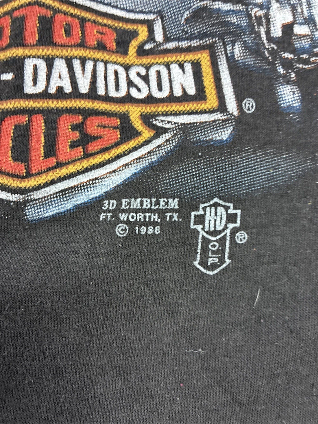 Vintage 3D Emblem Harley Davidson Rolling Thunder T-Shirt Size Large 1988 80s