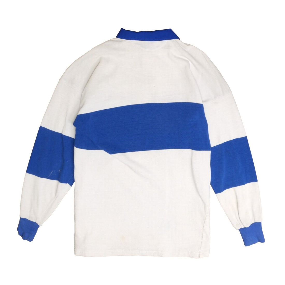 Vintage Benetton Rugby Long Sleeve Shirt Size XL White Blue 80s