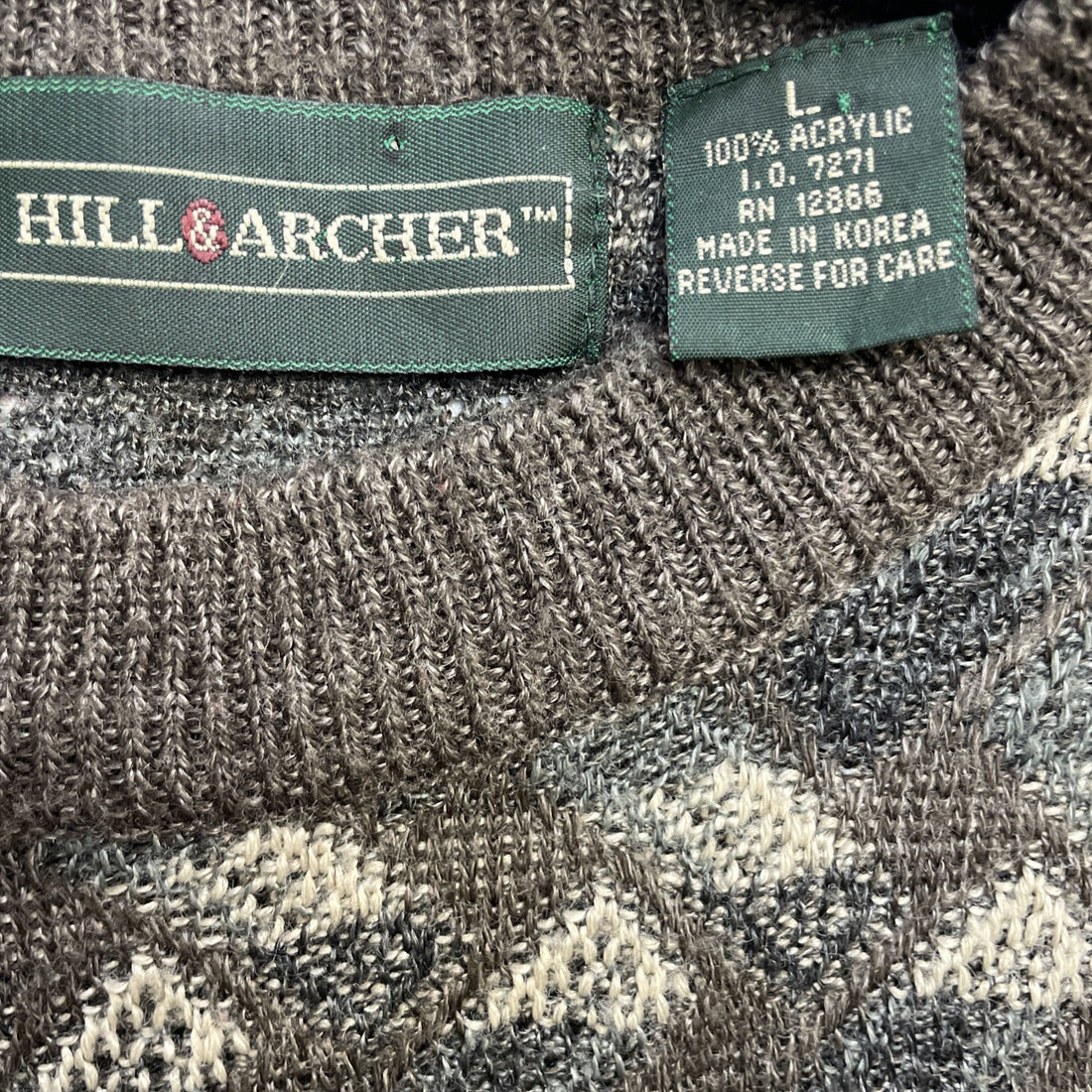Vintage Hill & Archer Geometric Pullover Sweater Size Large