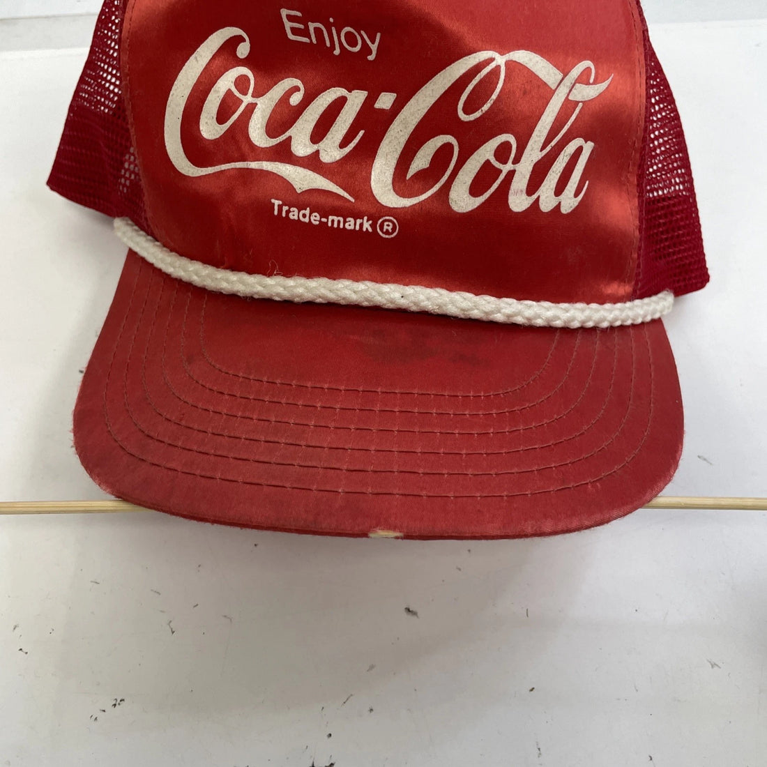 Vintage Coca-Cola Satin Trucker Snapback Hat Cap OSFA Red Coke Promo