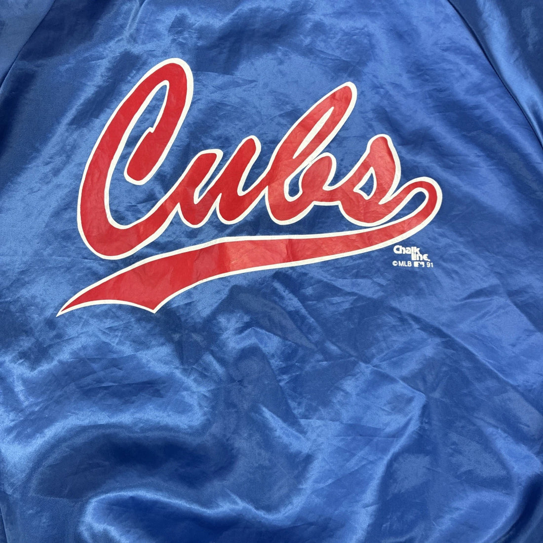 Vintage Chicago Cubs Chalk Line Satin Bomber Jacket Size XL MLB