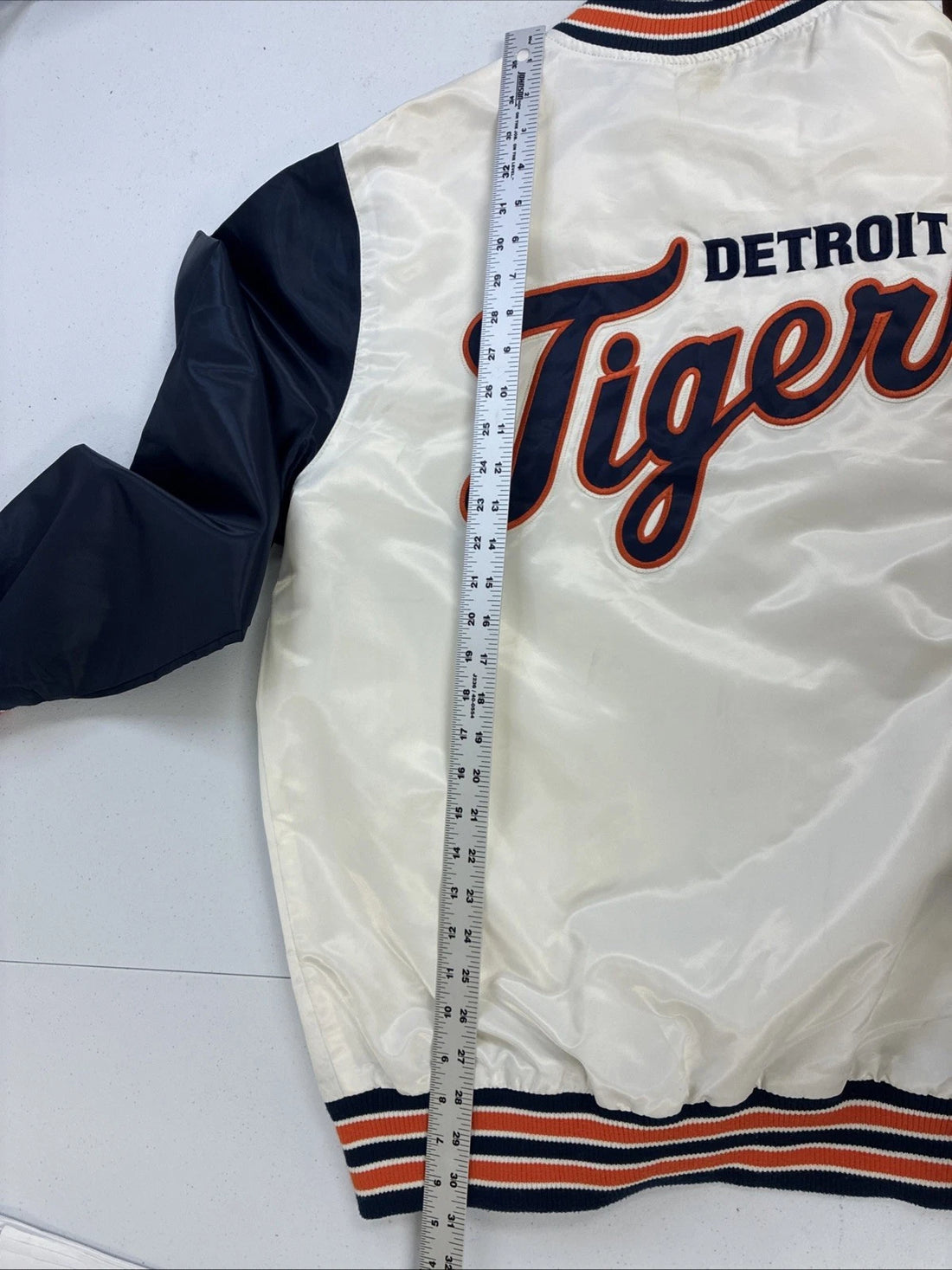 Detroit Tigers Starter Satin Bomber Jacket Size XL MLB