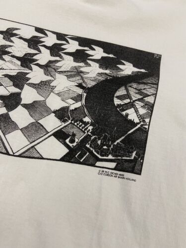 Vintage MC Escher Bird Illusion T-Shirt Size Medium Art 1988 80s