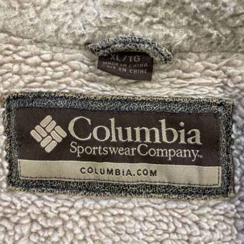 Vintage Columbia Faux Leather Jacket Size XL Brown Sherpa Lined