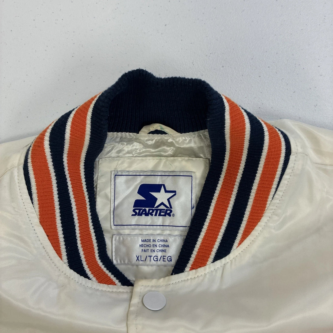 Detroit Tigers Starter Satin Bomber Jacket Size XL MLB