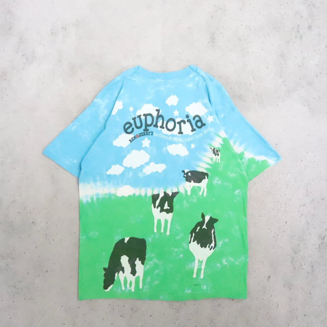 Vintage Ben & Jerry's Euphoria Ice Cream Liquid Blue Tie Dye T-Shirt Large 90s