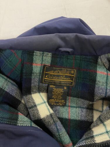 ジャケット・アウター 00s Eddie Bauer thermolite wool car coat Vintage Eddie Bauer Coat Jacket Size Medium Blue Wool Lined