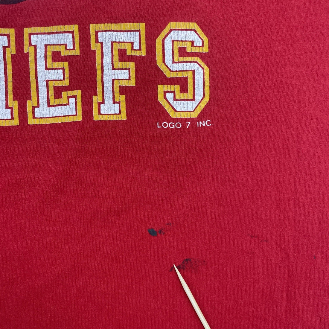 Vintage Kansas City Chiefs Logo 7 Jersey T-Shirt Size Large NFL