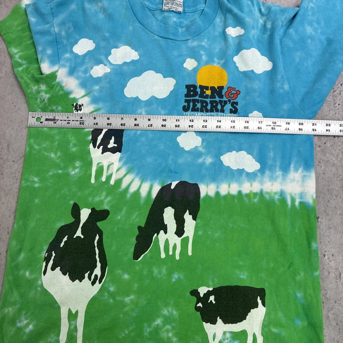 Vintage Ben & Jerry's Euphoria Ice Cream Liquid Blue Tie Dye T-Shirt Large 90s