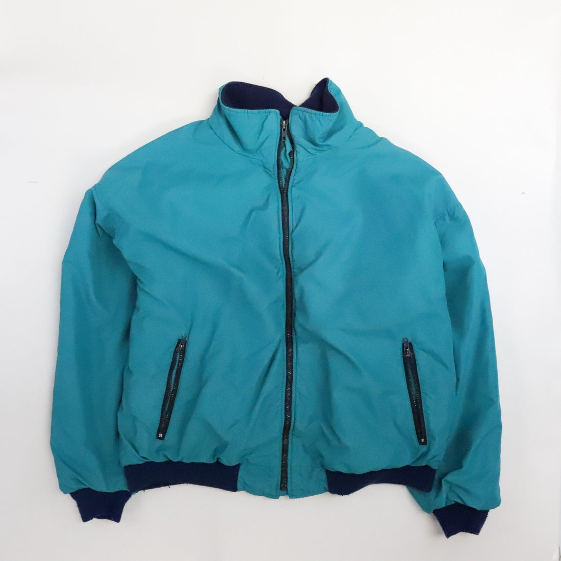 Vintage Woolrich Fleece Lined Bomber Jacket Size Large Blue