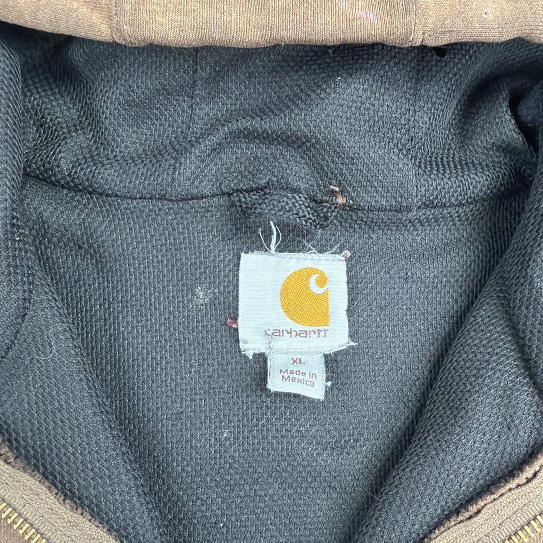 Vintage Carhartt Full Zip Sweatshirt Hoodie Size XL Brown Thermal Lined