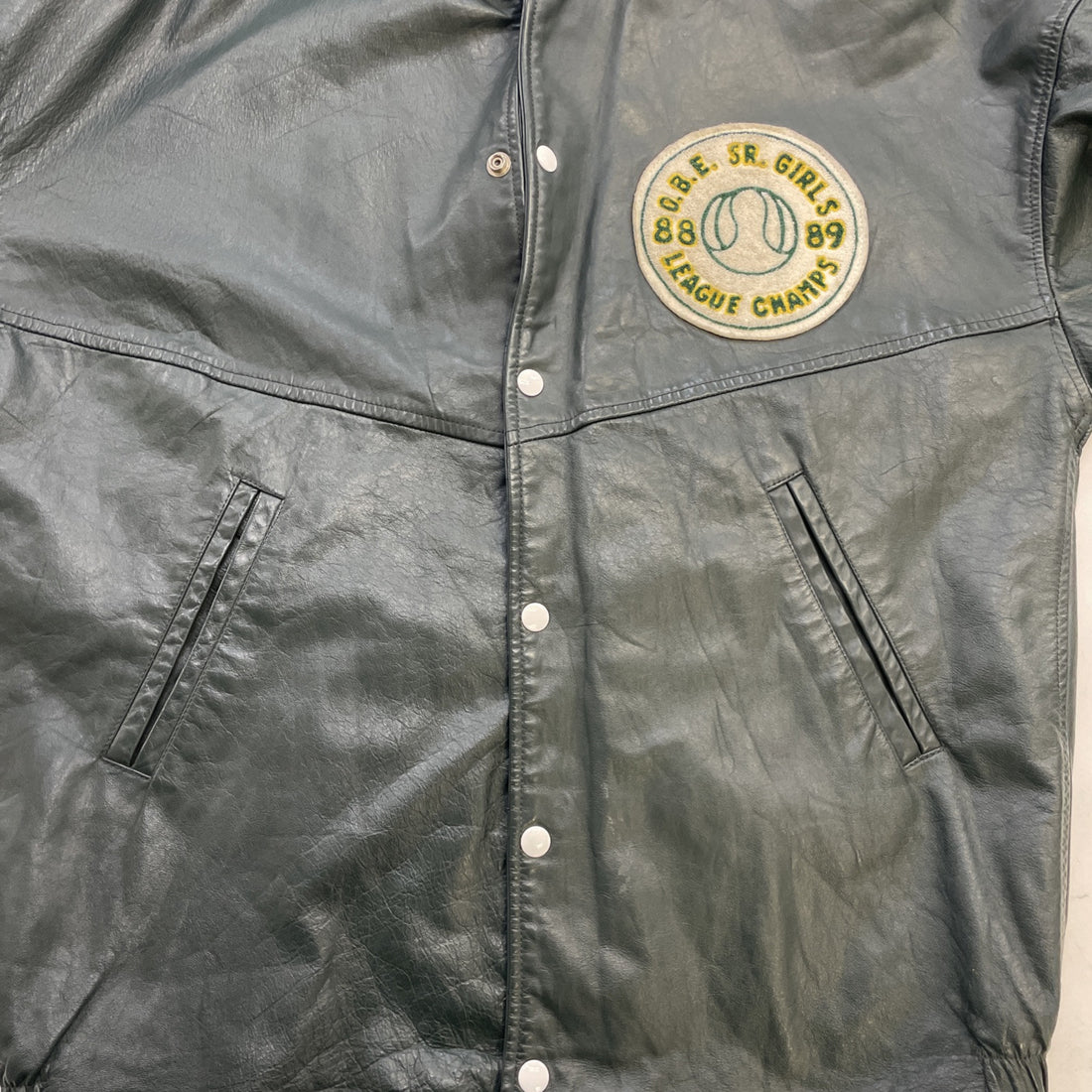 Vintage Elmwood Volleyball Champions Leather Jacket Size 40 1989 80s
