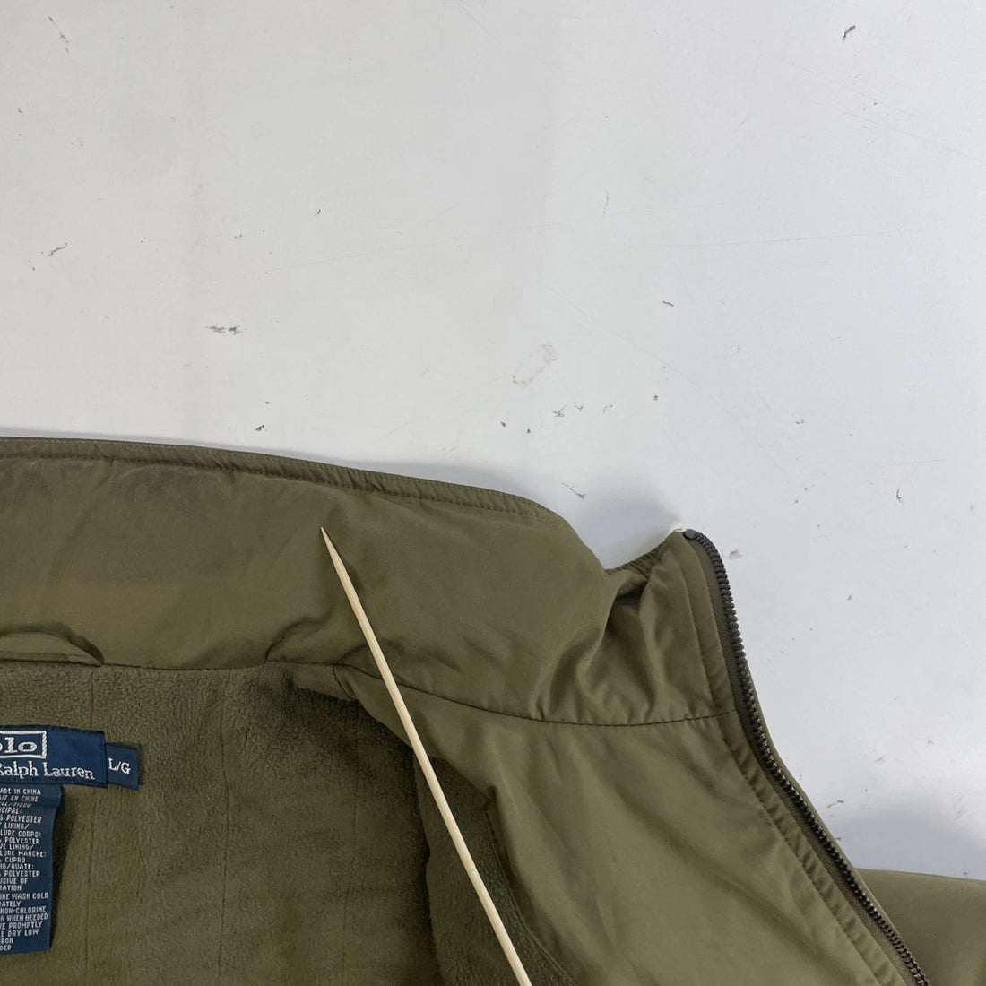 Vintage Polo Ralph Lauren Bomber Jacket Size Large Green Fleece Lined