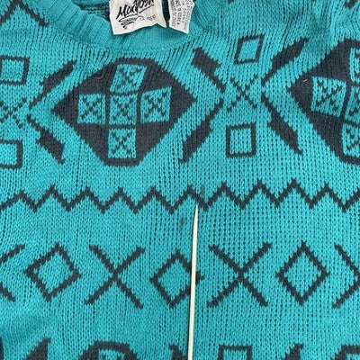 Vintage Mariposa Crewneck Sweater Size Medium Teal