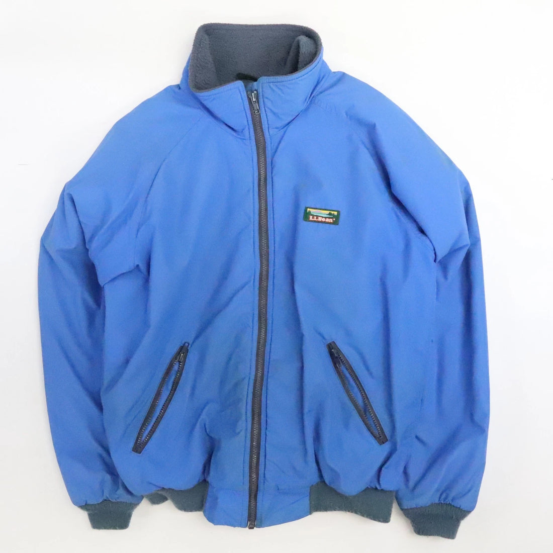 Vintage L.L. Bean Warm Up Fleece Lined Bomber Jacket Size Medium Tall Blue