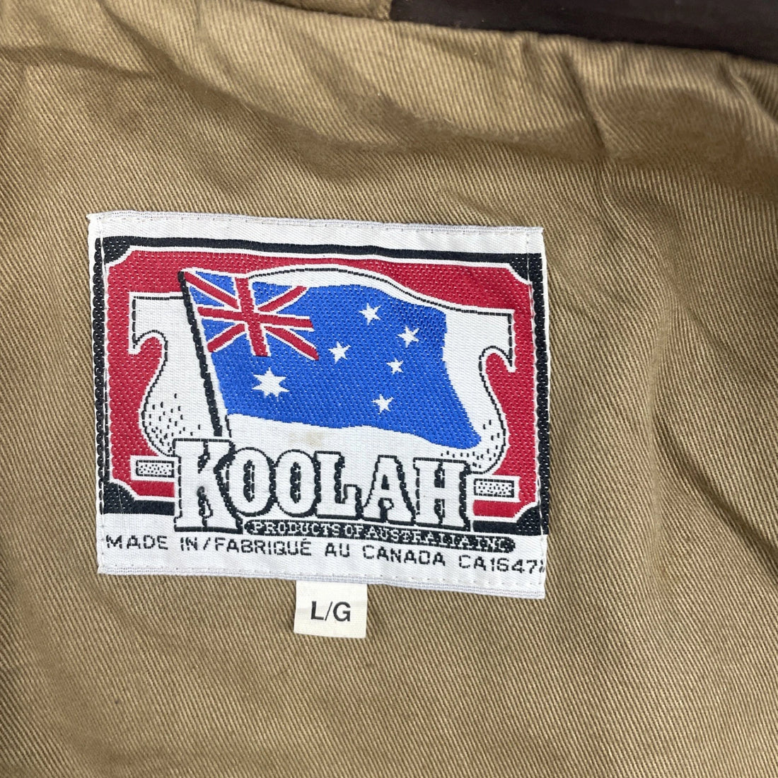 Vintage Koolah Waxed Cotton Jacket Size Large Brown