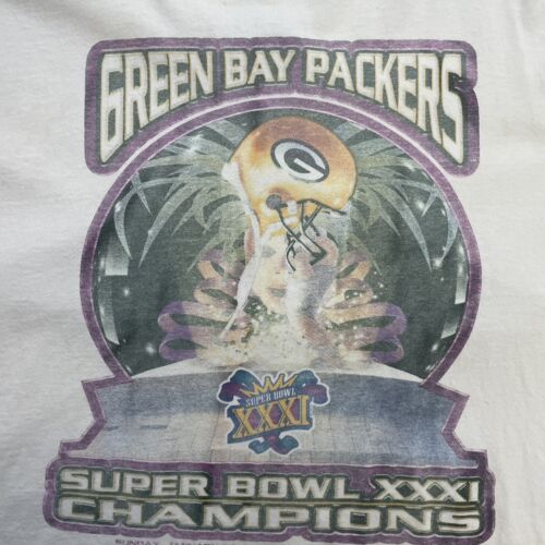 Vintage Green Bay Packers Super Bowl XXXI Champs T-Shirt Size XL 1997 90s NFL