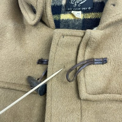 Vintage Gloverall Wool Duffle Coat Jacket Size 44L Brown Plaid Lined