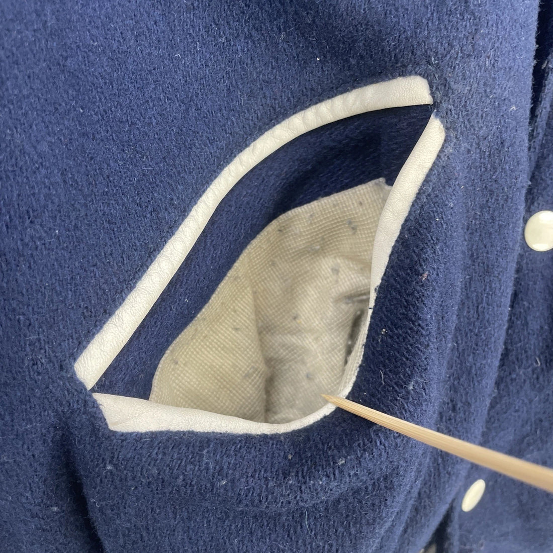 Vintage Andover Varsity Leather Wool Bomber Jacket Size 48 Blue 90s
