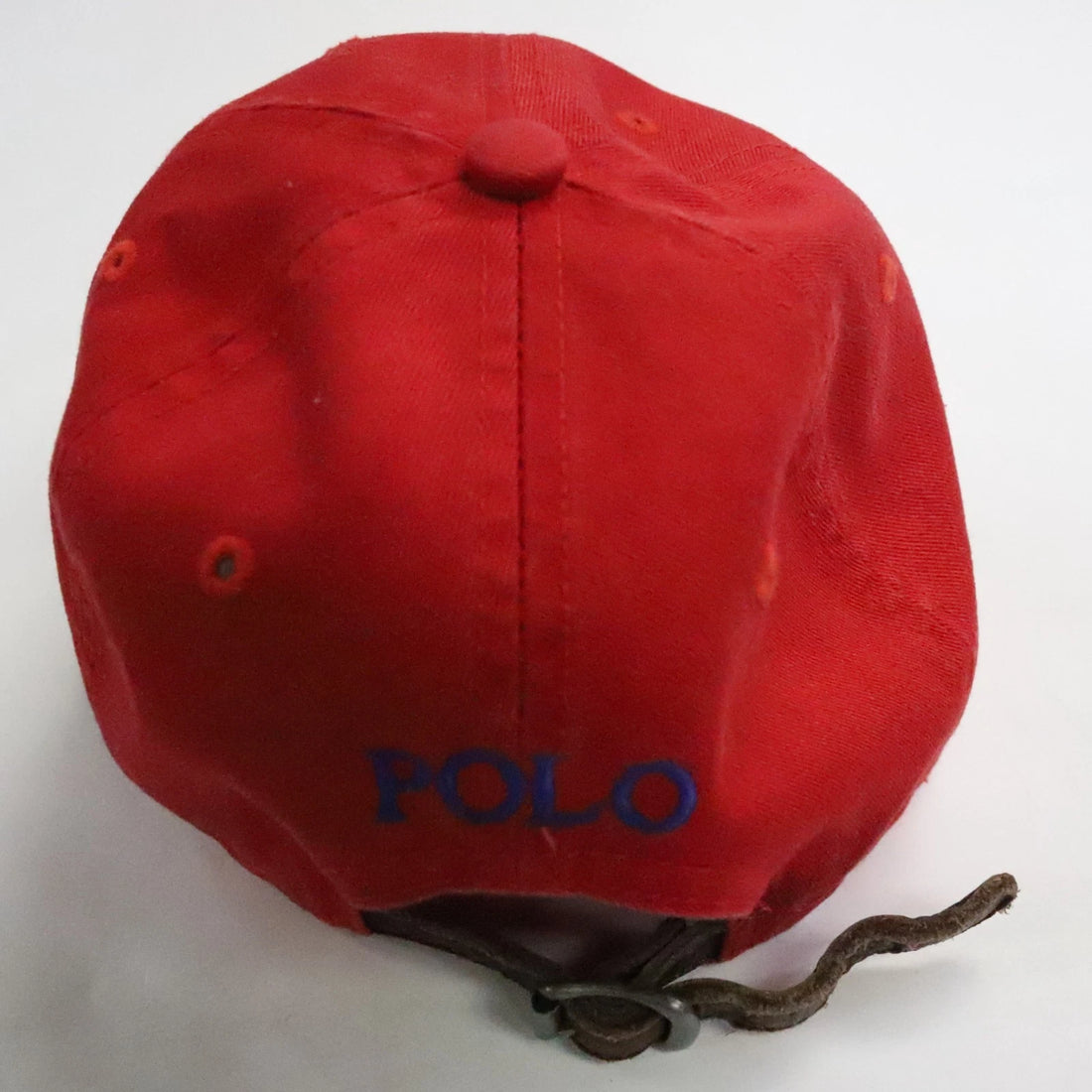 Vintage Polo Ralph Lauren Baseball Hat Cap Red Leather Strap