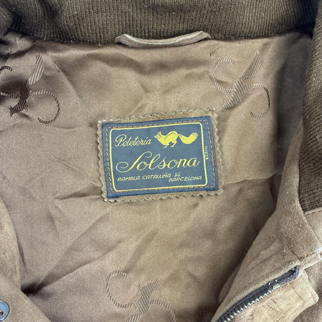 Vintage Solsona Lamb Suede Bomber Jacket Size 2XL Barcelona Spain