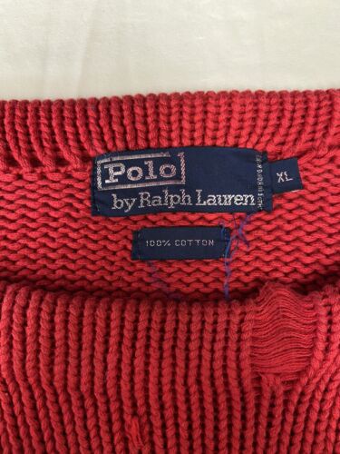 Vintage Polo Ralph Lauren Wool Knit Sweater Size XL Red