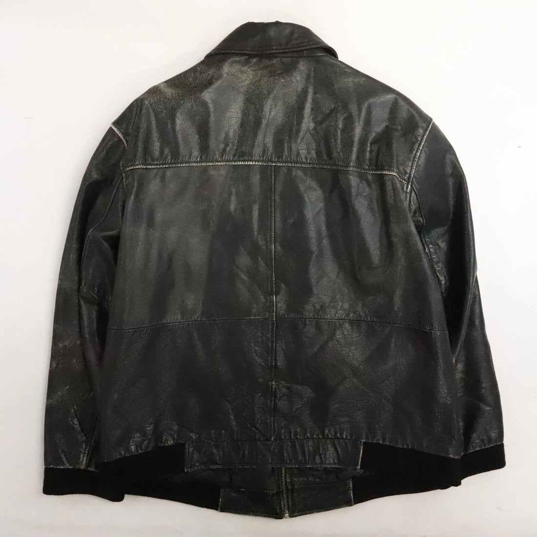 Vintage Cherokee Leather Bomber Jacket Size Large Black