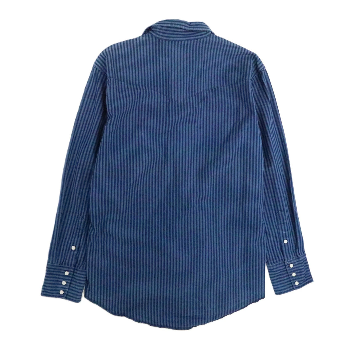 Vintage Wrangler Western Brushpopper Pearl Snap Shirt Large Rodeo Blue Striped