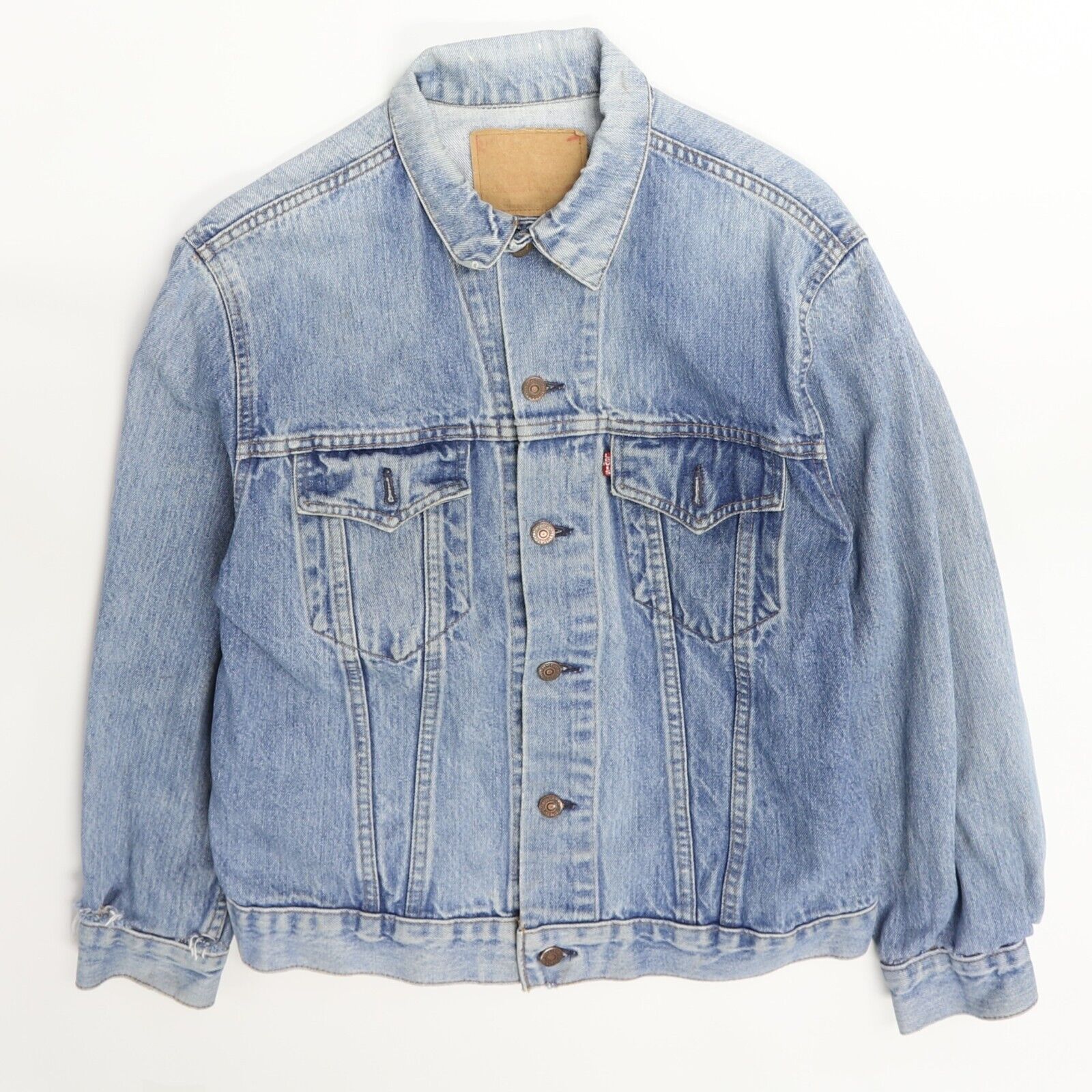 Vintage Levi Strauss Co Denim Trucker Jacket Size 44 Blue Throwback Vault